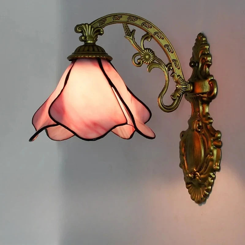European Tiffany Colorful Glass Wall Lamp Bedroom Bedside Lamp Retro Creative Dining Room Balcony Aisle Staircase Light