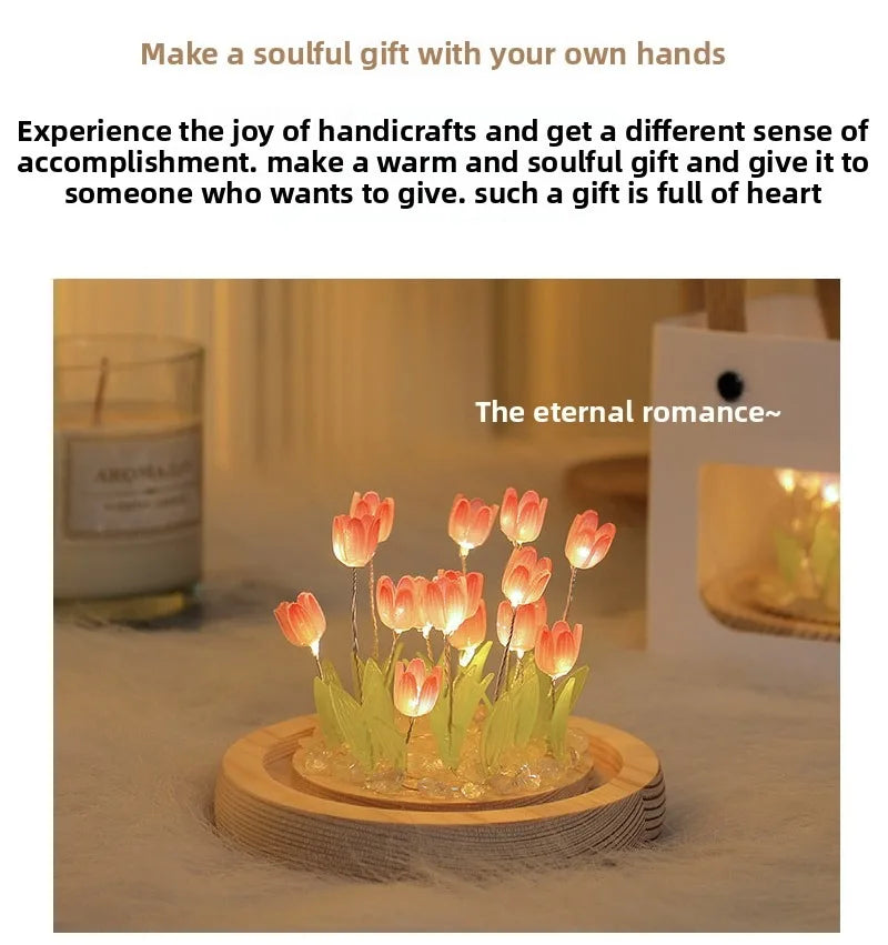 20 Tulip Flowers Finished Night Light Ornament Creative Handmade DIY Simulation Flower Lamp Holiday Gift Decoration