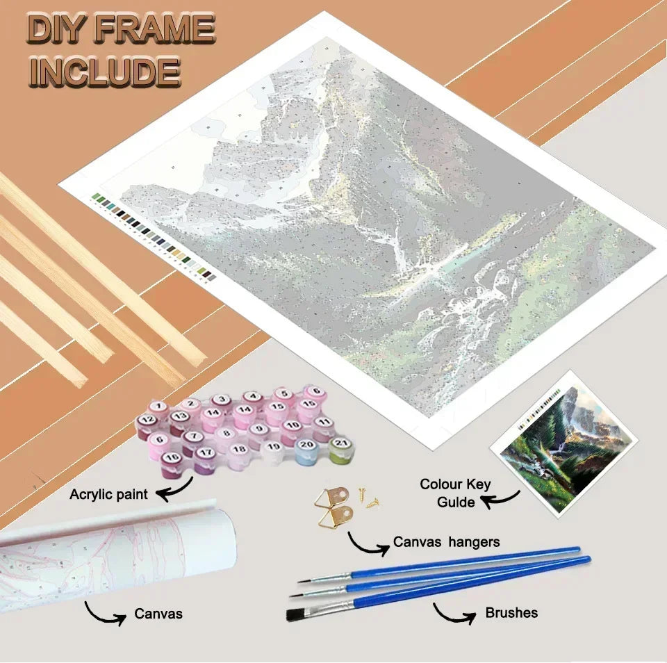 DIY Oil Painting By Numbers Kits Mediterranean Santorini Greece Village Paint with NumbersHome Decor, Wall Art Perfect Gift,