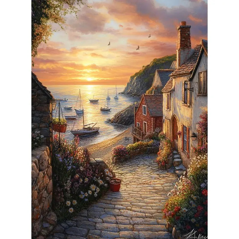 CHENISTORY Painting By Number Seaside  Landscape For Adults Picture By Numbers House Paint On Canvas DIY Frame Home Decoration