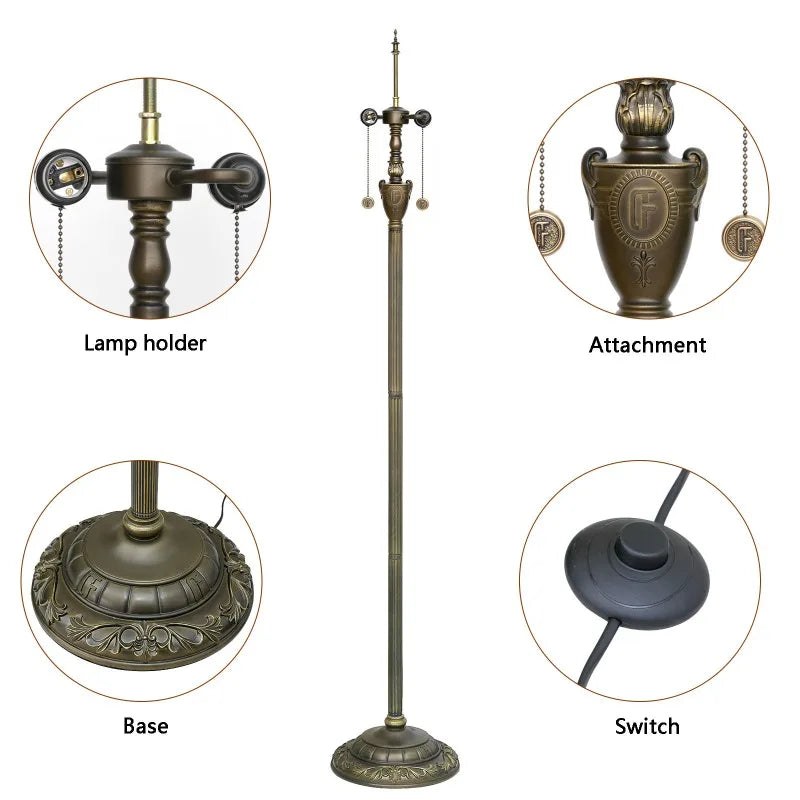 High-End Tiffany Floor Lamp for Bedroom Study Elegant Exquisite Handmade Modern Design Stained Glass Dome E27 Base Bulb