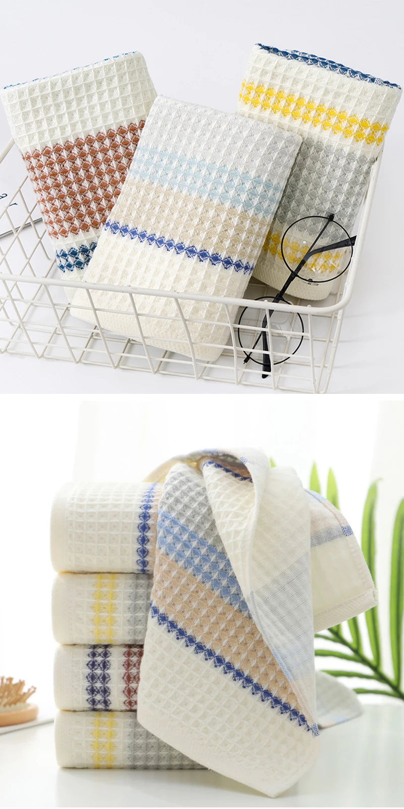 70x140cm Thickened 100%Cotton BathTowel Premium Striped Waffle Towel AdultKids Home super-Soft absorbent Not shedding hair Towel