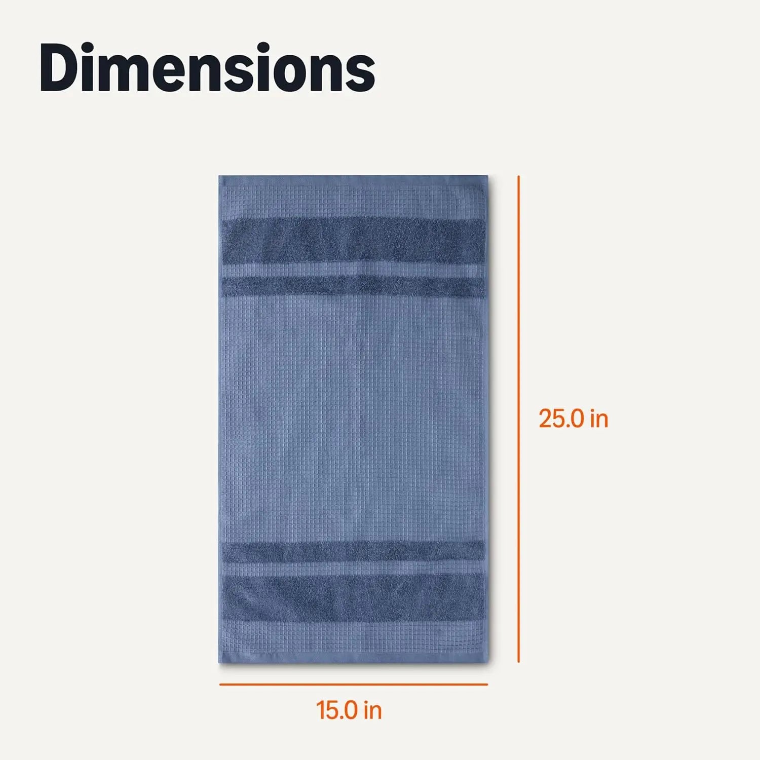 Organic cotton waffle-pattern kitchen dishcloths - highly absorbent, quick-drying, lint-free, 15 x 25 inches, 6-piece set (4 nav