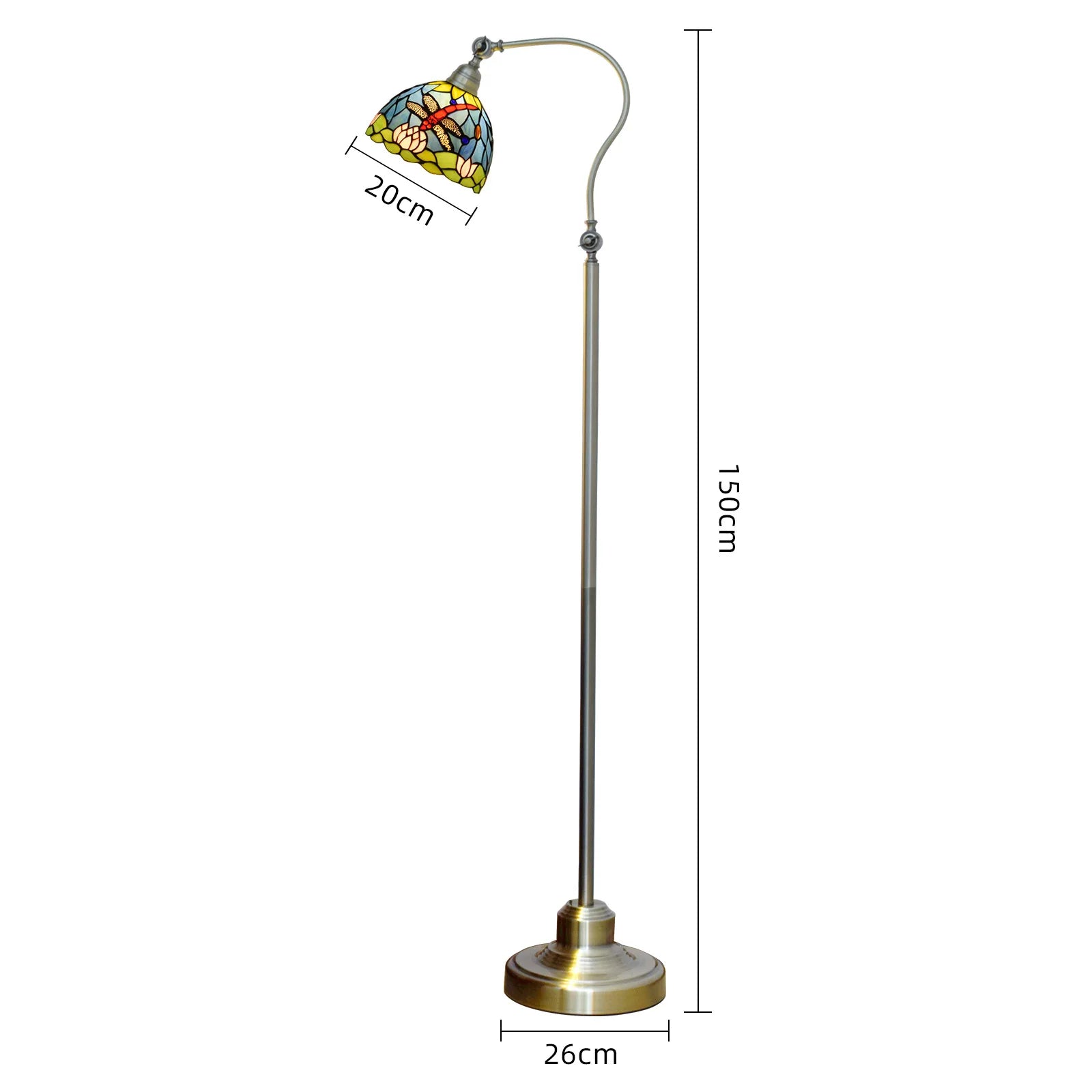 Tiffany Floor Lamp Stained Glass Table Light Mediterranean Style Retro Warm Arched Light Adjustable Angle Standing Reading Light