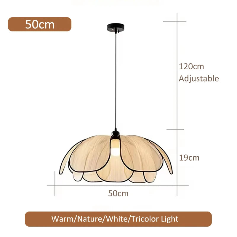 Nordic Modern Retro Chandelier LED Hand-woven Lotus 3 color French Cream Pendant Lamps Bedroom Living Room Lighting Fixtures