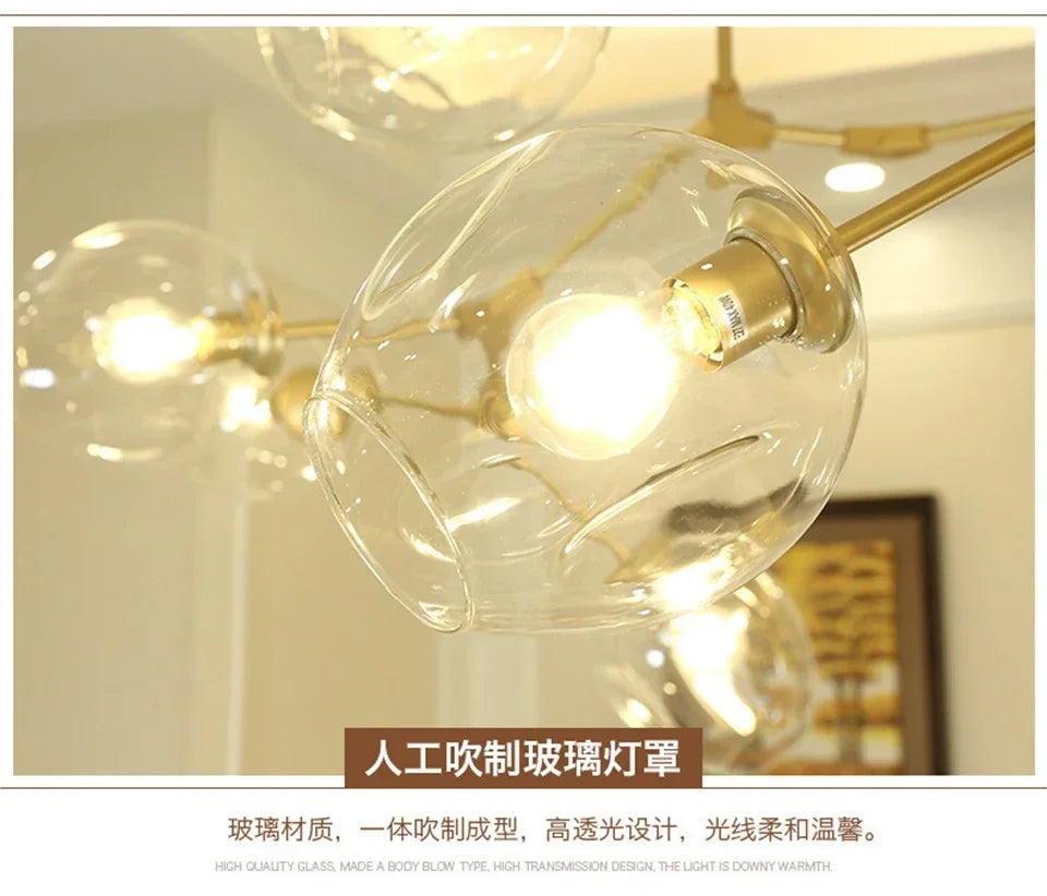 Modern Lustre Glass Chandelier LOFT LED Ceiling Lamp Pendant Lamp Living Dining Room Home Decor Hanging Lights Kitchen Fixtures