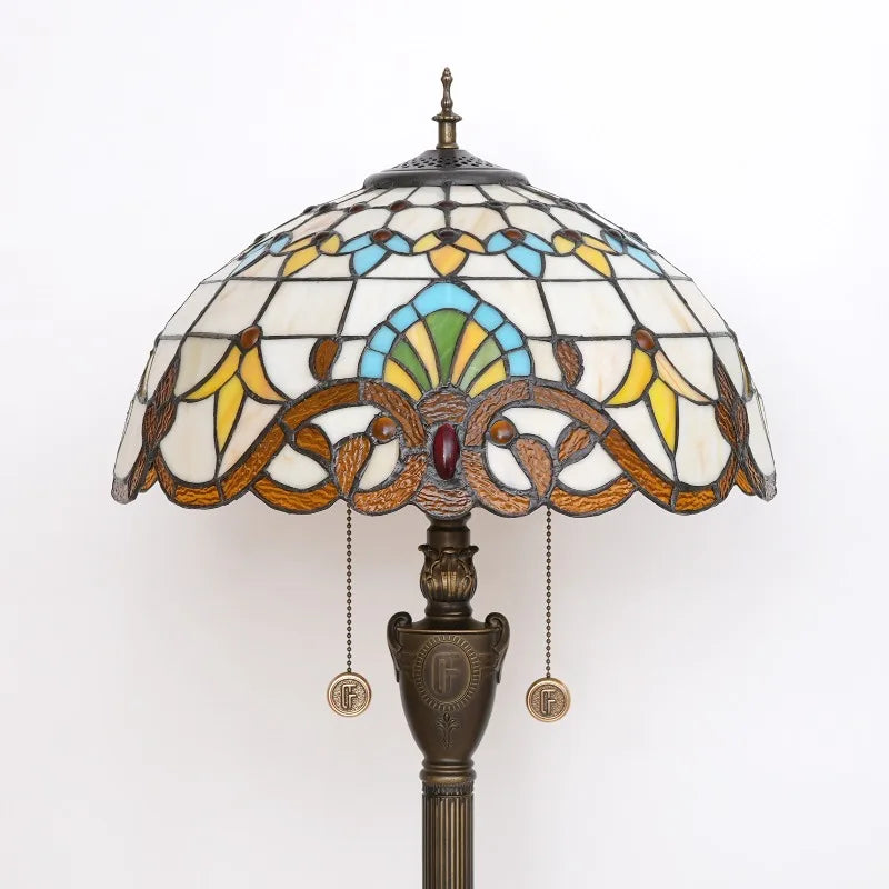 High-End Tiffany Floor Lamp for Bedroom Study Elegant Exquisite Handmade Modern Design Stained Glass Dome E27 Base Bulb