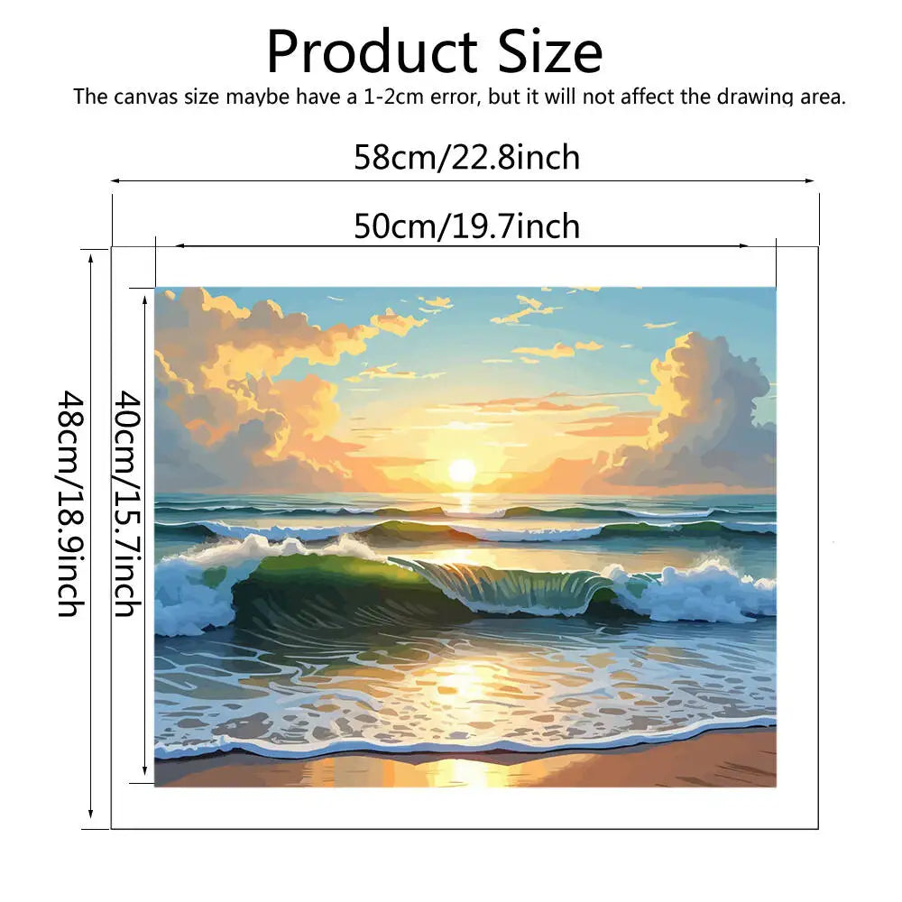 DIY Painting By Numbers Sea Beach Digital Oil Painting Scenery Drawing On Canvas Adult Number Painting Landscape Handmade Gift