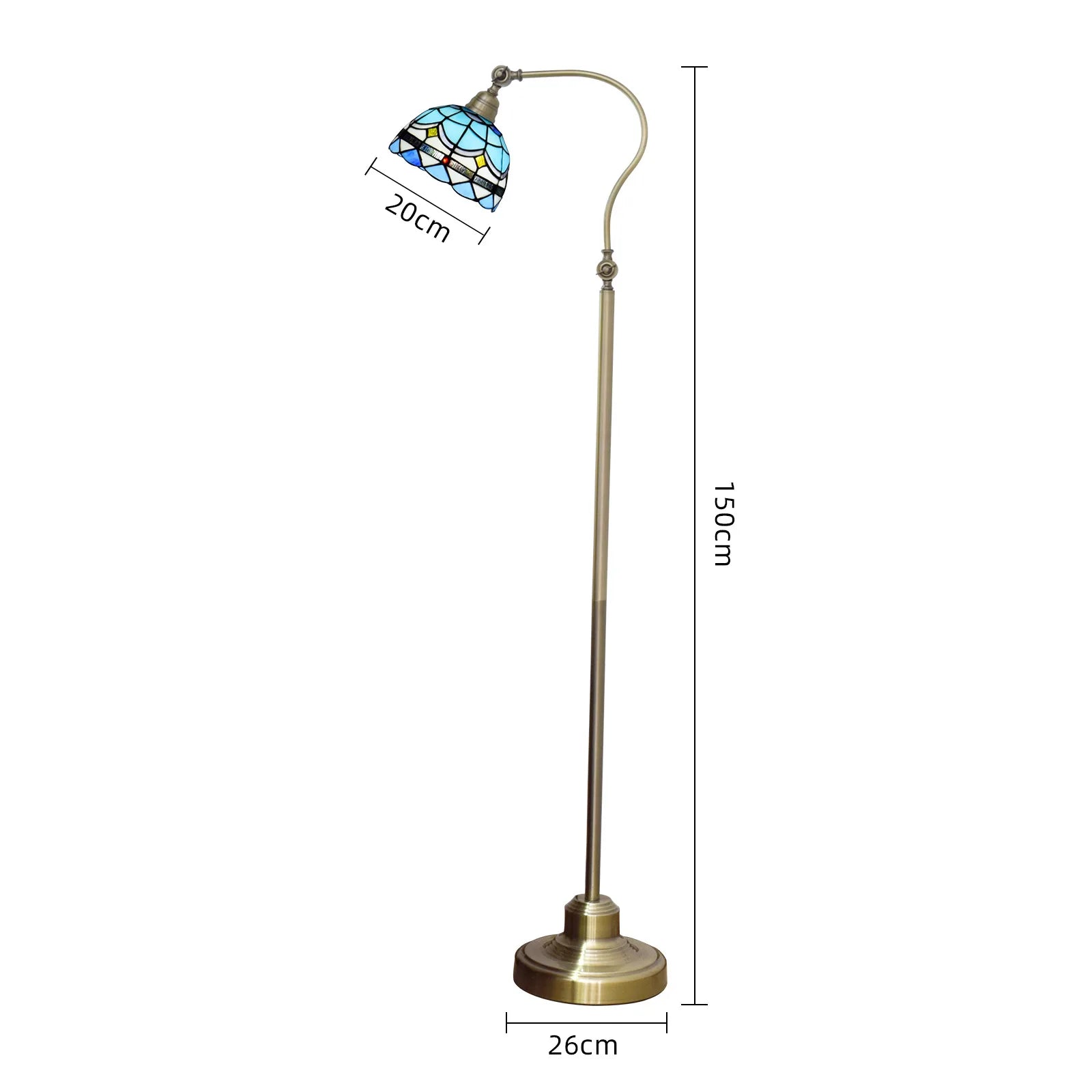 Tiffany Floor Lamp Stained Glass Table Light Mediterranean Style Retro Warm Arched Light Adjustable Angle Standing Reading Light
