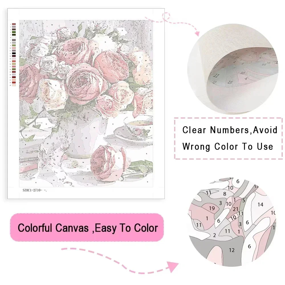 DIY Oil Painting By Numbers Kits Mediterranean Santorini Greece Village Paint with NumbersHome Decor, Wall Art Perfect Gift,