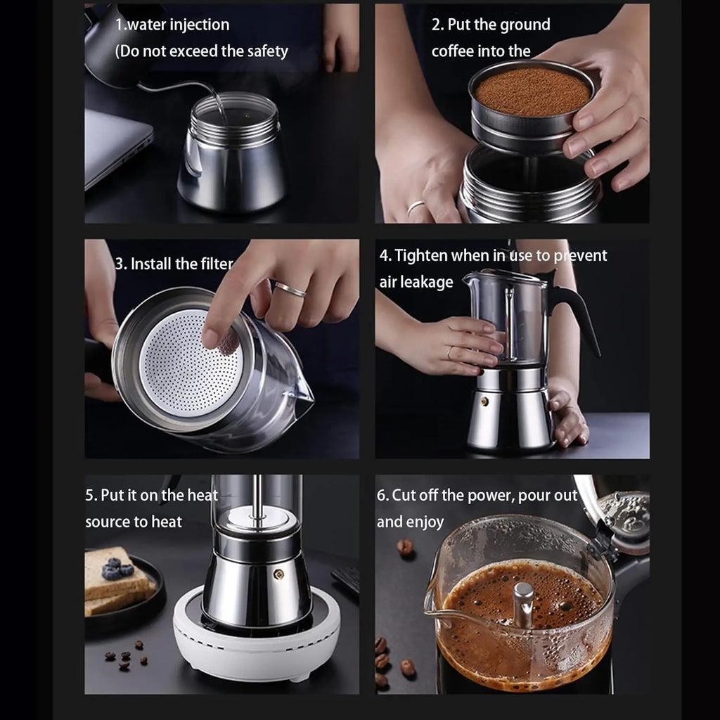 Classic Italian Style, 4-7 Cup Stovetop Espresso Maker (160-360Ml) for Premium Coffee, Easy to Operate and Quick to Clean,360ML