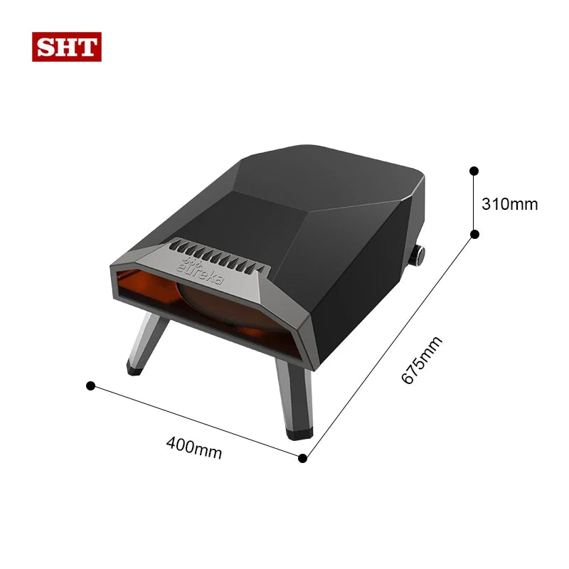 Fast Cooking Achieve 500 Degrees Small Folding Portable 12-Inch Gas Pizza Oven With Rotary Stone