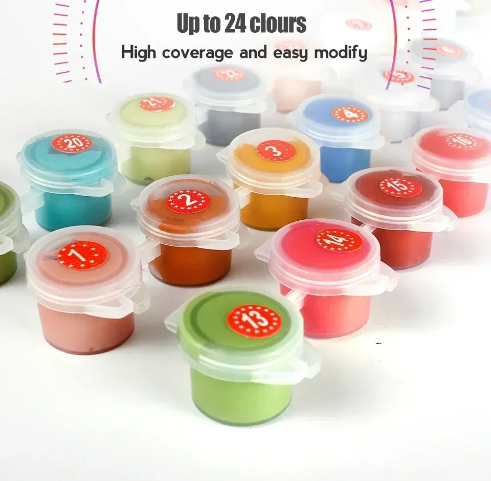 DIY Oil Painting By Numbers Kits Mediterranean Santorini Greece Village Paint with NumbersHome Decor, Wall Art Perfect Gift,