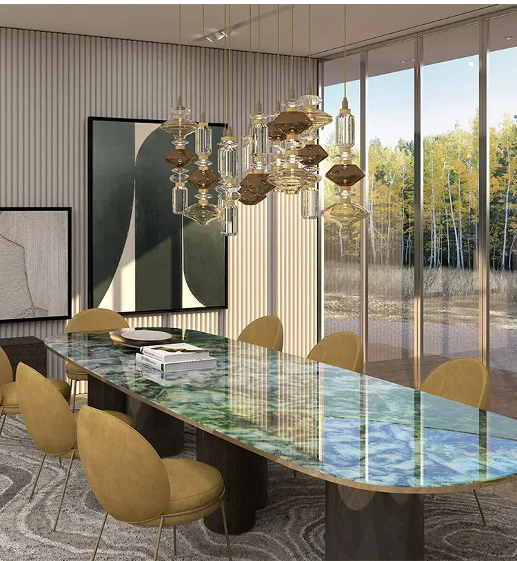 Italian Luxury Crystal Glass Chandelier Danish Design Vintage Clear Amber pendant lamp American bedside kitchen island LED lamp