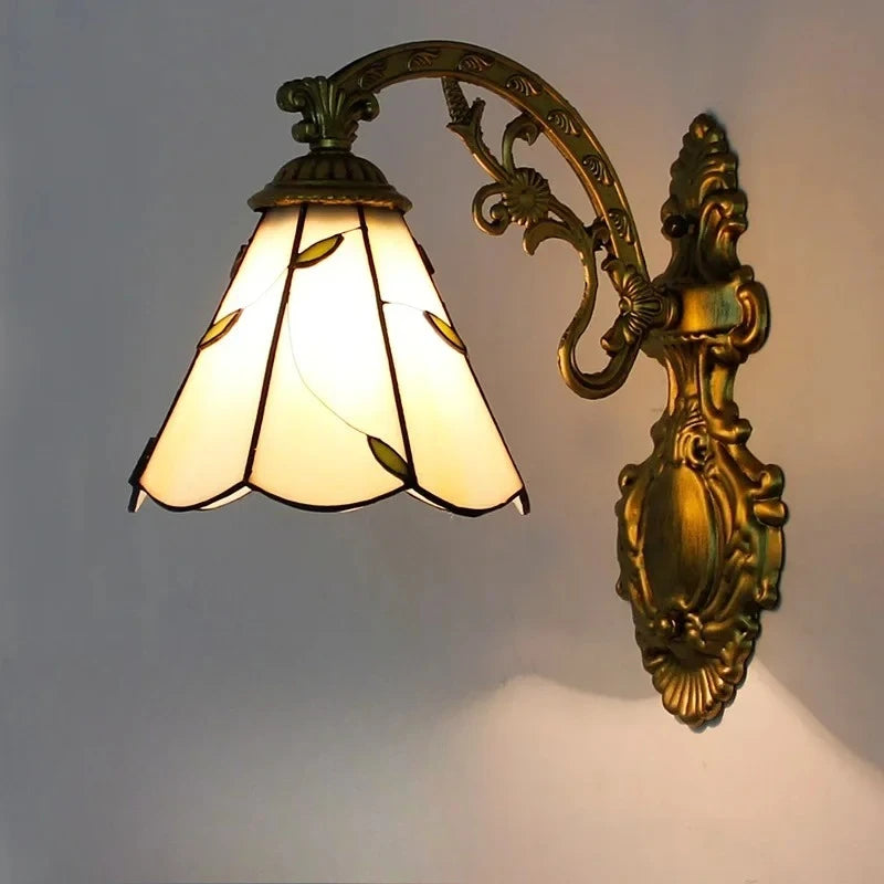 European Tiffany Colorful Glass Wall Lamp Bedroom Bedside Lamp Retro Creative Dining Room Balcony Aisle Staircase Light