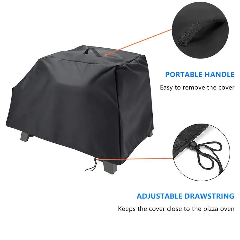 Pizza Oven Cover Waterproof Dustproof Outdoor Protective Pizza Oven Cover Black Windproof Camping Accessories For BBQ Camping RV