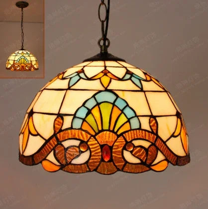 Tiffany Pendant Lights Kitchen Dining room Hallway Handmade Glass Hanging Lamp Indoor Nordic Home Decor Peacock Pendant Lamp