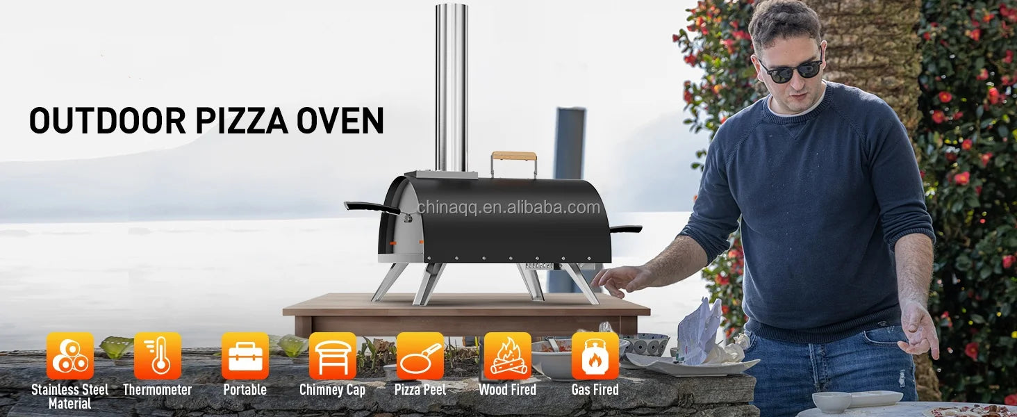 2025 New Factory-Sold Camping Oven Metal Stove For Pizza Bread BBQ With Pizza Stone Accessory Wood Fired New Method Baking