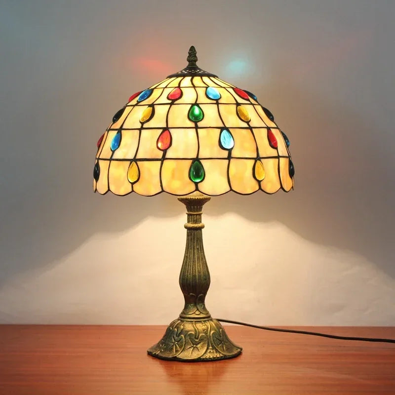 2025 Turkish Table Lamp Tiffany Stained Glass With Dragonflys Vintage Desk Lamp Bedroom Mediterranean Restaurant Home Deco Light