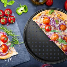 1Pcs Pizza Pans for Oven Round Pizza Pan with Holes 28cm Pizza Tray for Oven Baking Steel Pizza Oven Accessories Kitchen Tools