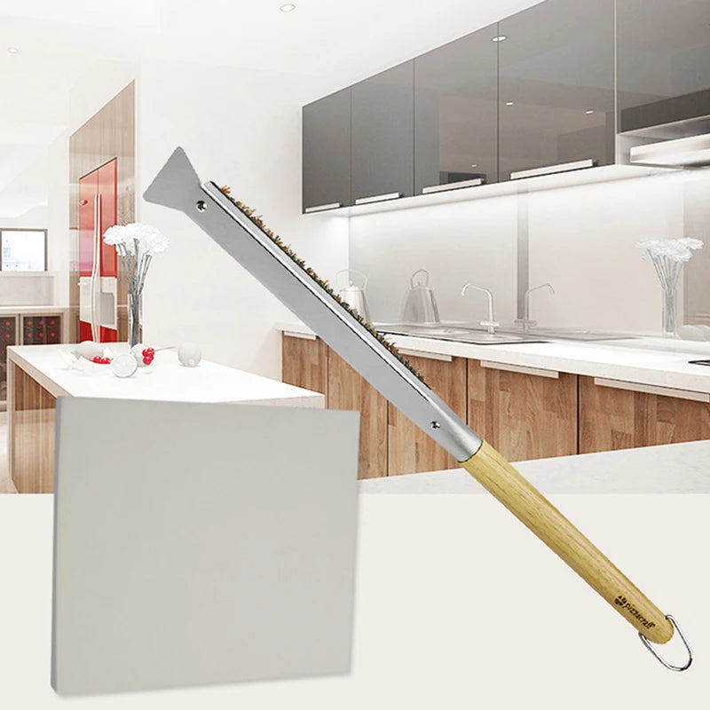 Kitchen Pizza Oven Copper Brush Wood Handle Bristle Brass Grill Cleaning Small Brush For Oven Cleaner