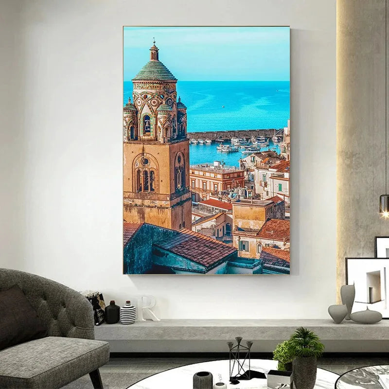 Colorful Italian Cityscape Canvas Print Poster Venice Milan Florence Naples Street View Art Vibrant Travel Wall Decor for Home