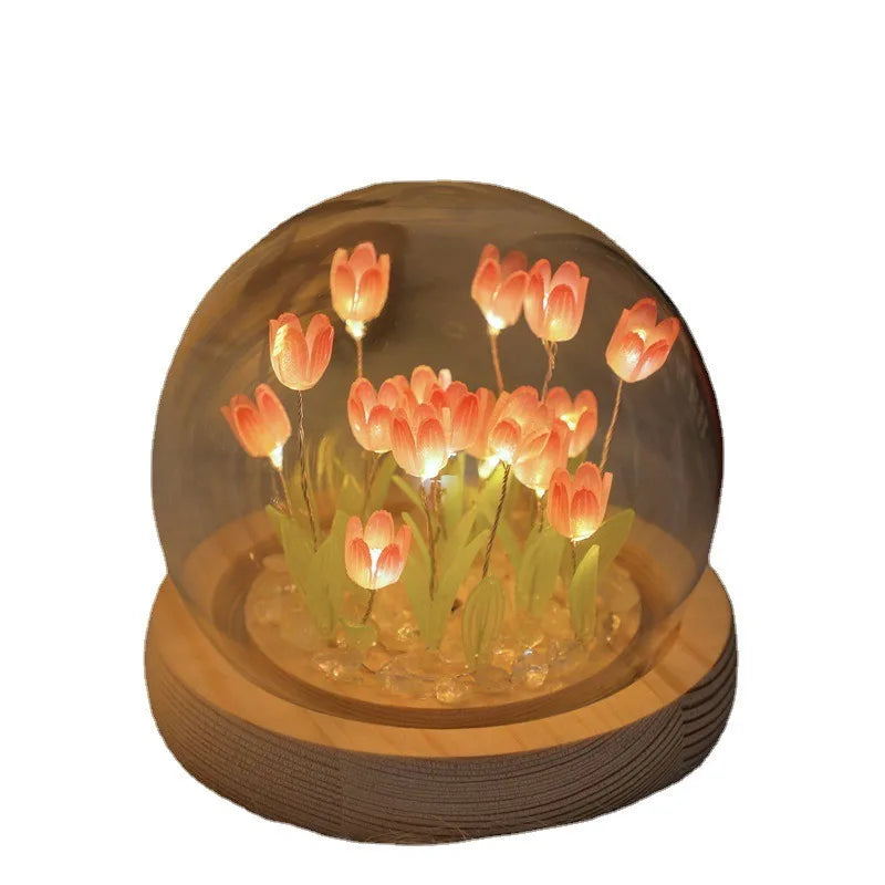 20 Tulip Flowers Finished Night Light Ornament Creative Handmade DIY Simulation Flower Lamp Holiday Gift Decoration