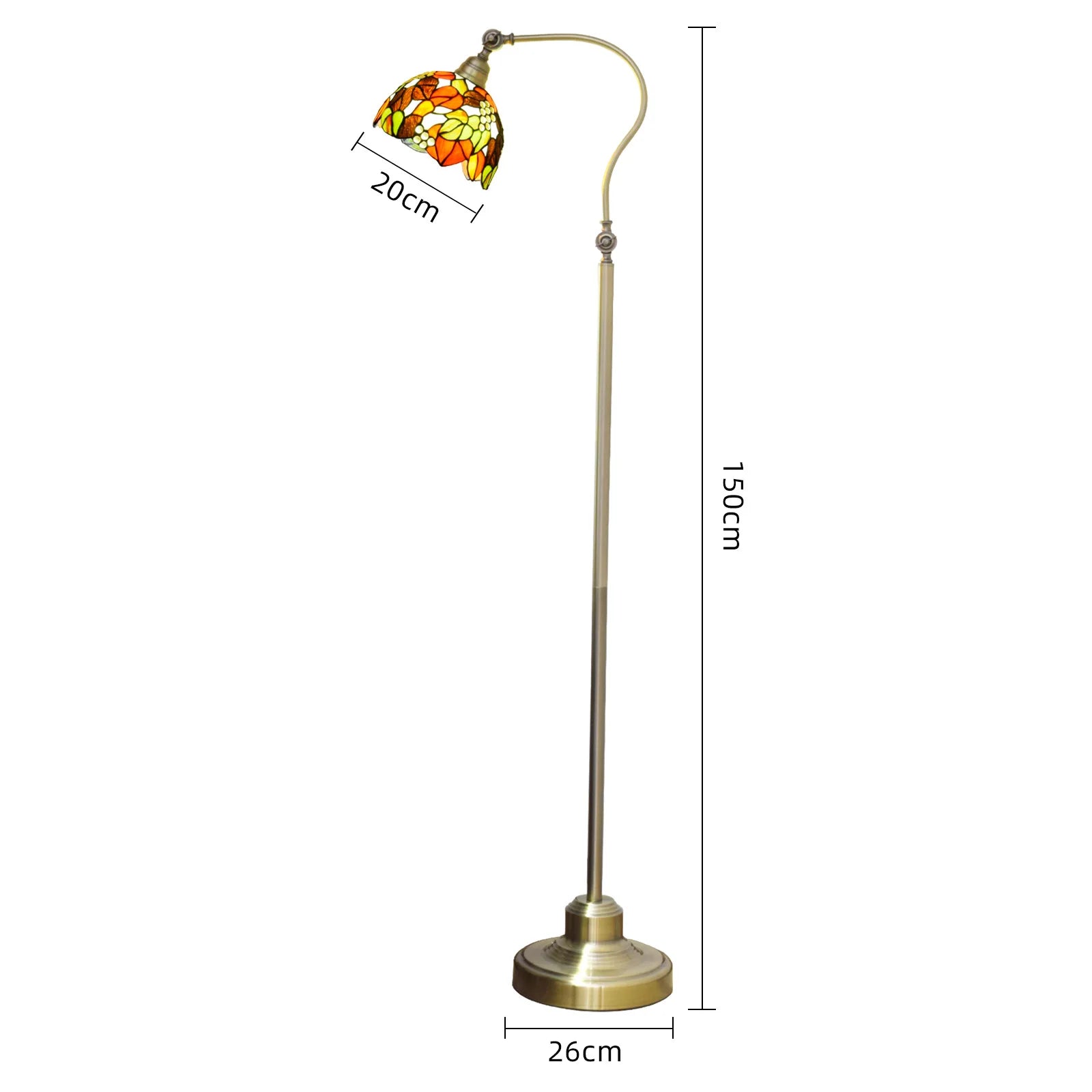 Tiffany Floor Lamp Stained Glass Table Light Mediterranean Style Retro Warm Arched Light Adjustable Angle Standing Reading Light