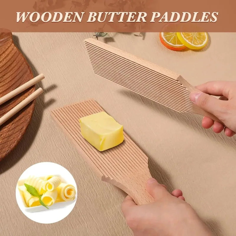 Gnocchi and Butter Board Wooden Set Italian Pasta Making Tools Ravioli Mold Cutter for Homemade Cavatelli Garganelli Pasta Maker