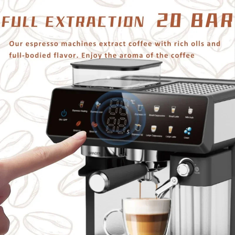 220V Fully Automatic Italian Coffee Machine With Grinding Function Espesso Coffee Maker Commercial Coffee Machine