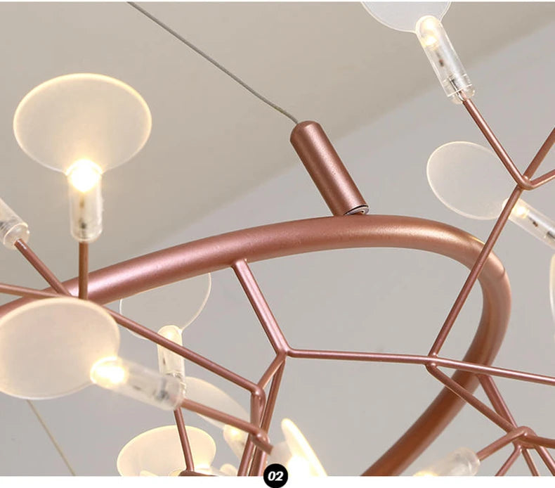 Nordic Chandelier Modern Luxury Living Room Kitchen Firefly Led Ceiling Pendant Lamp Indoor Creative Children's Room Ring Lights