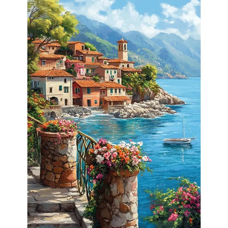 CHENISTORY Painting By Number Seaside  Landscape For Adults Picture By Numbers House Paint On Canvas DIY Frame Home Decoration
