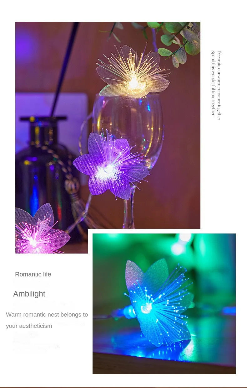 LED fiber optic flower string lights wedding party indoor and outdoor garden courtyard Christmas luminous decoration supplies