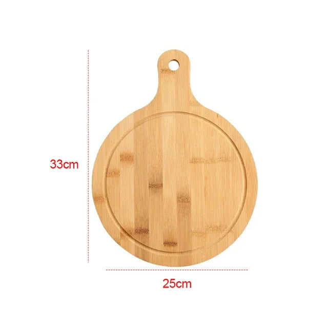 Kitchen Cutting Board, Solid Wood, with Handle, Can Hang, Food Board, for Pizza, Bread, Fruit, New Round Wooden
