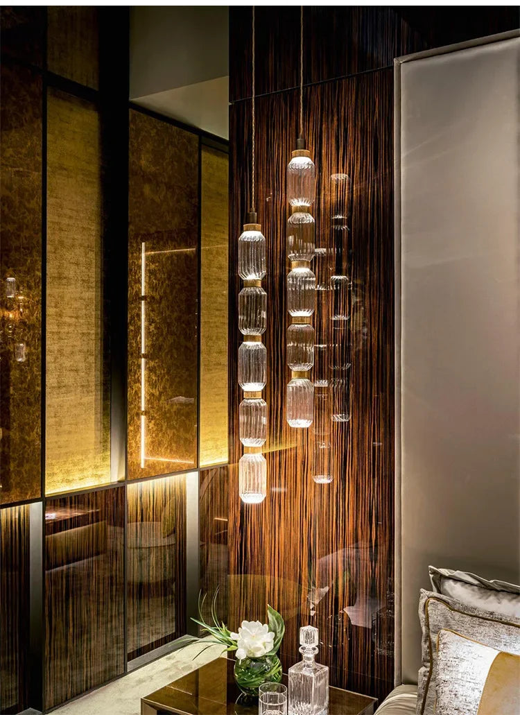 Italian Luxury Crystal Glass Chandelier Danish Design Vintage Clear Amber pendant lamp American bedside kitchen island LED lamp