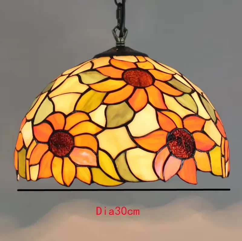 Nordic Tiffany chandelier Kitchen Dining room hallway handmade glass chandelier e27 indoor home decor peacock country lamp
