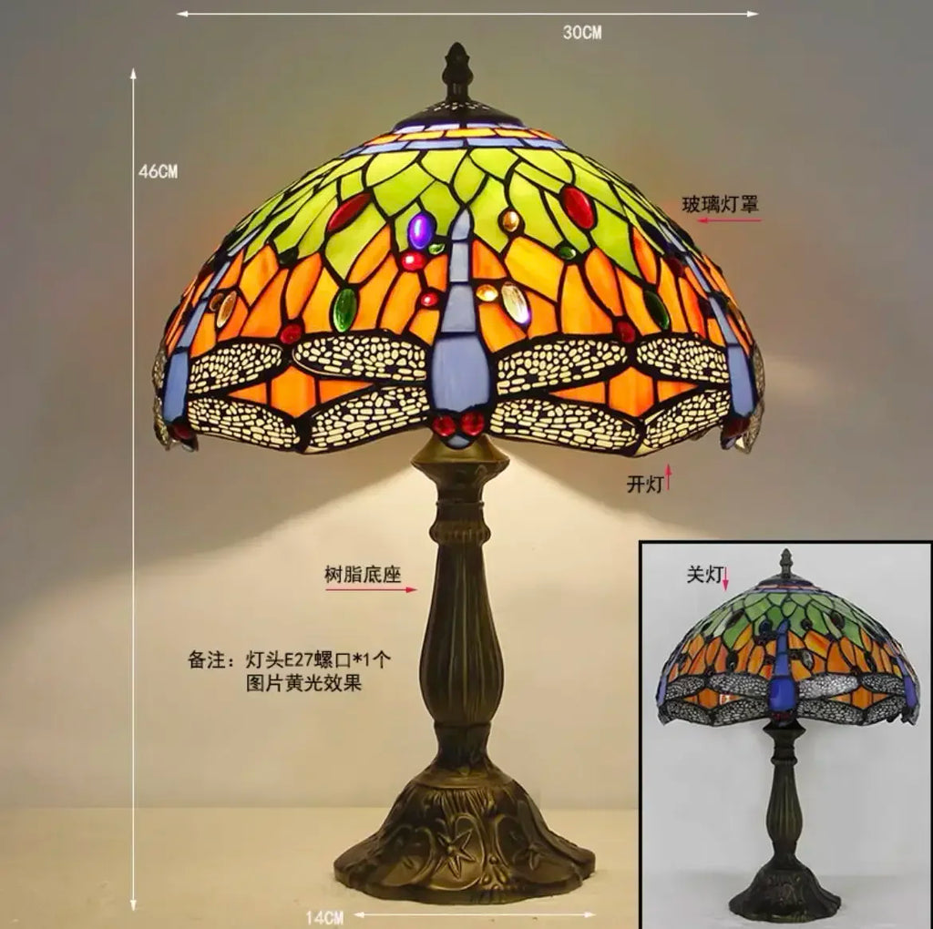 2025 Turkish Table Lamp Tiffany Stained Glass With Dragonflys Vintage Desk Lamp Bedroom Mediterranean Restaurant Home Deco Light
