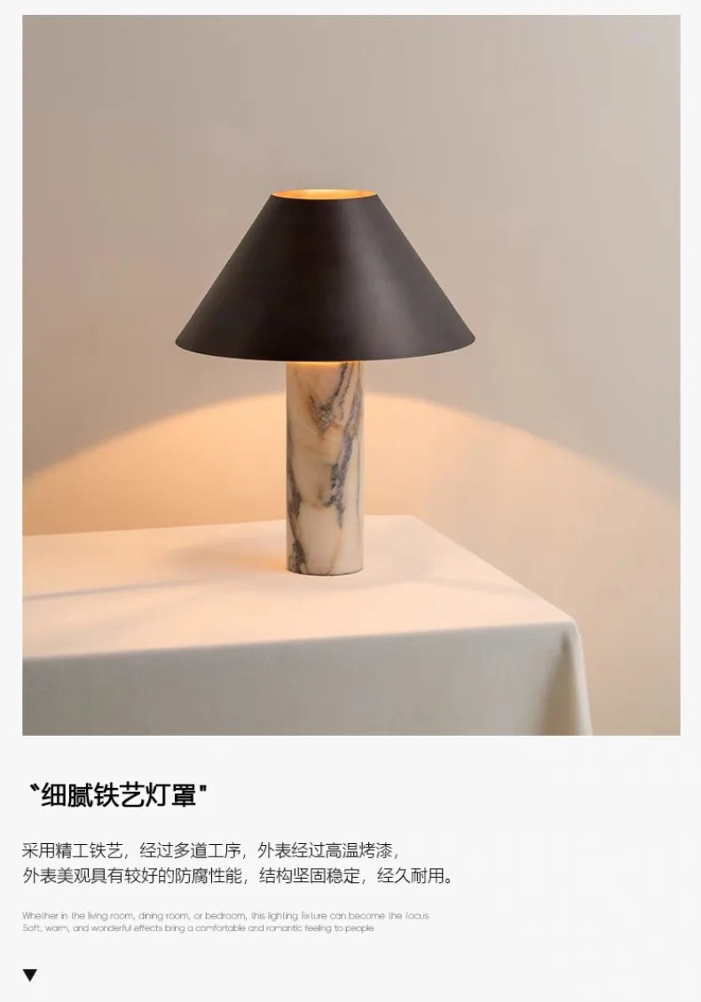 Italian Design Marble Stone Table Lamp LED E27 Minimalist Modern Desk Lights Home Decor Living/model Room Bedroom Study Cafe Bar