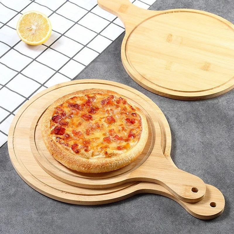 Kitchen Cutting Board, Solid Wood, with Handle, Can Hang, Food Board, for Pizza, Bread, Fruit, New Round Wooden