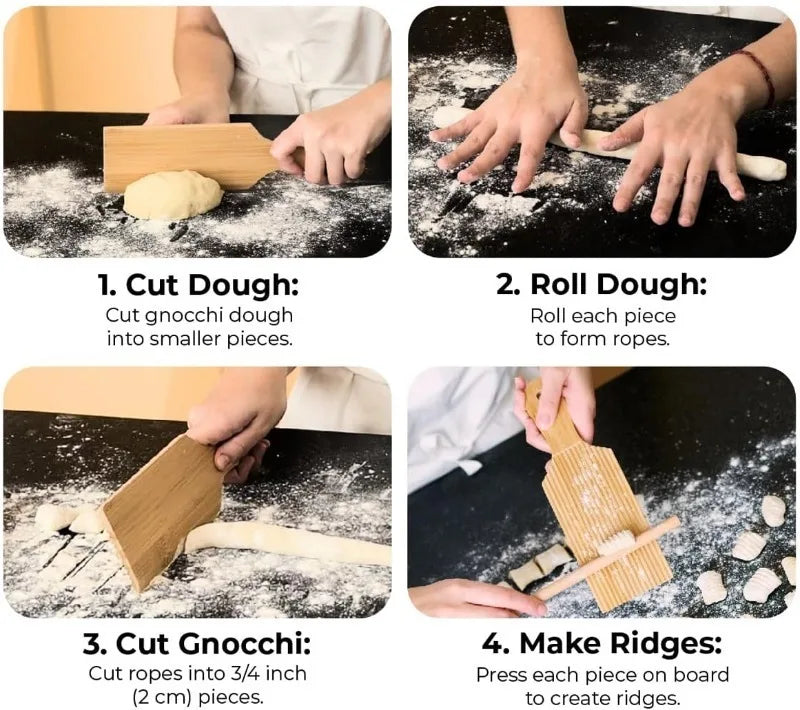 Gnocchi and Butter Board Wooden Set Italian Pasta Making Tools Ravioli Mold Cutter for Homemade Cavatelli Garganelli Pasta Maker