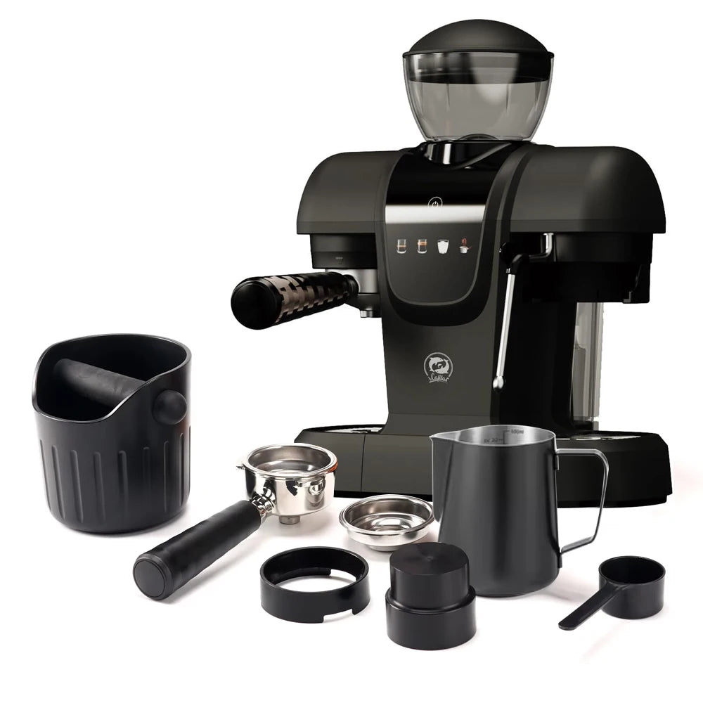 iCafilas Coffee Maker 19 Bar Semi Automatic Extraction Espresso Coffee Machine with Grinder Built In Steam milk coffee machine