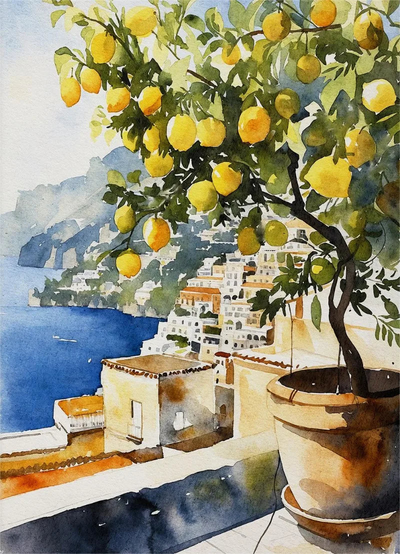 Paris Rome Santorini Coastal City Architecture landscape Watercolor Art Poster Canvas Paintings Wall Art Pictures Home Decor