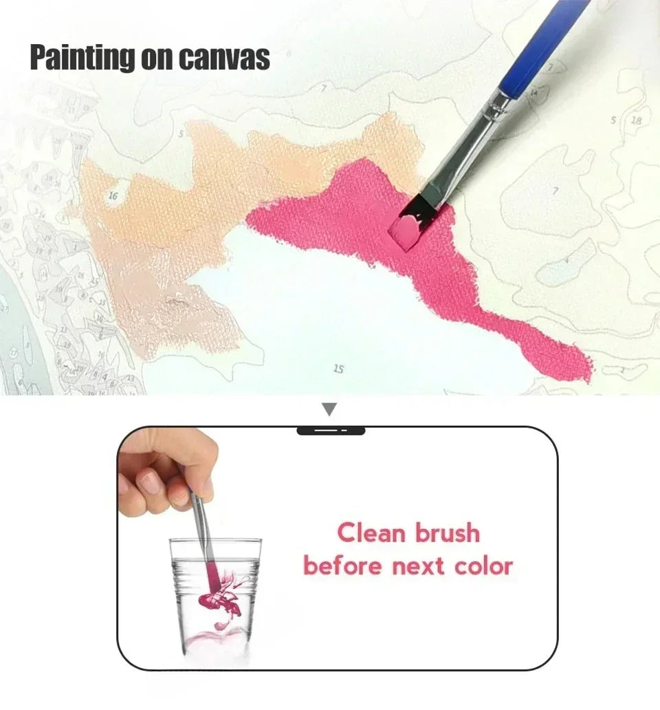 DIY Oil Painting By Numbers Kits Mediterranean Santorini Greece Village Paint with NumbersHome Decor, Wall Art Perfect Gift,