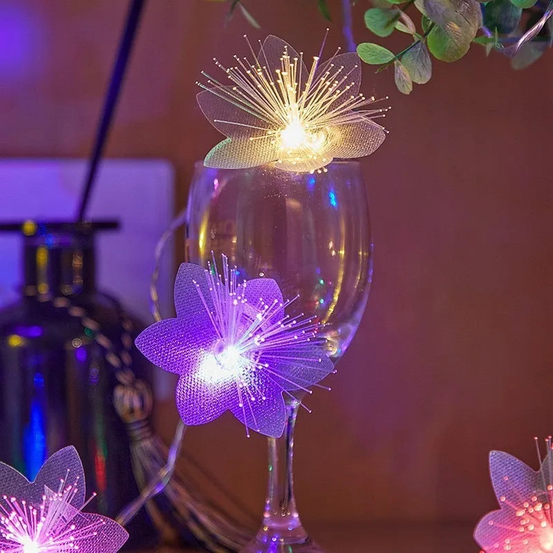 LED fiber optic flower string lights wedding party indoor and outdoor garden courtyard Christmas luminous decoration supplies