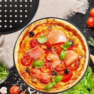 1Pcs Pizza Pans for Oven Round Pizza Pan with Holes 28cm Pizza Tray for Oven Baking Steel Pizza Oven Accessories Kitchen Tools