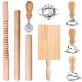 9 Pcs Pasta Making Tools Efficient Pasta Making Kit with Ravioli Stamp Cutters Rolling Pins Gnocchi Boards Dough Cutter Dumpling