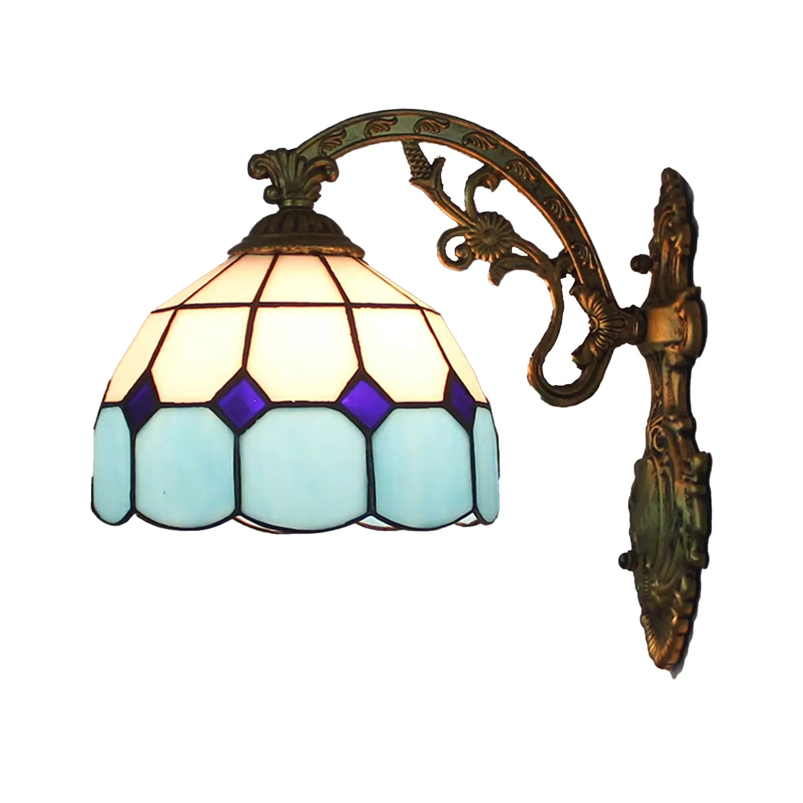 European Tiffany Colorful Glass Wall Lamp Bedroom Bedside Lamp Retro Creative Dining Room Balcony Aisle Staircase Light