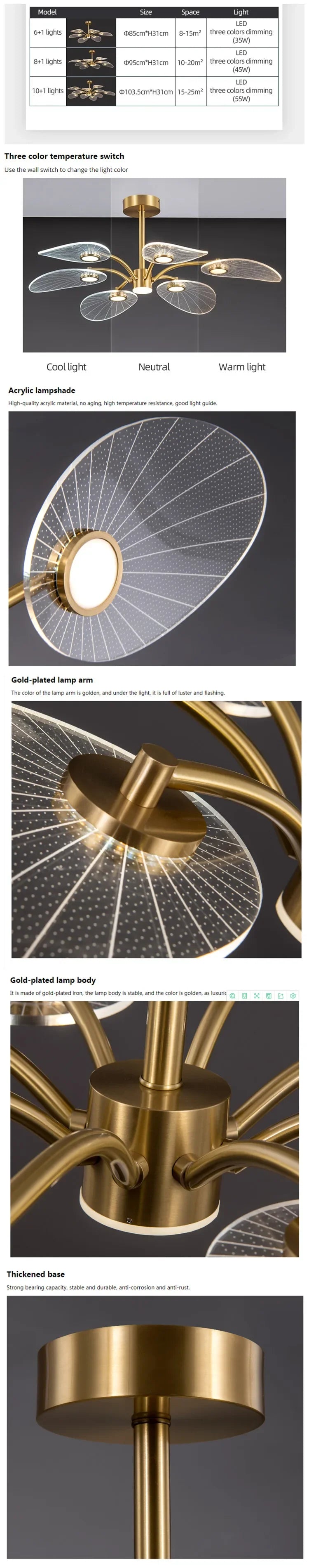 Nordic ceiling light luxury Design lotus lamp lustre gold arcylic hanging lights Decoration Dining Room island kitchen light