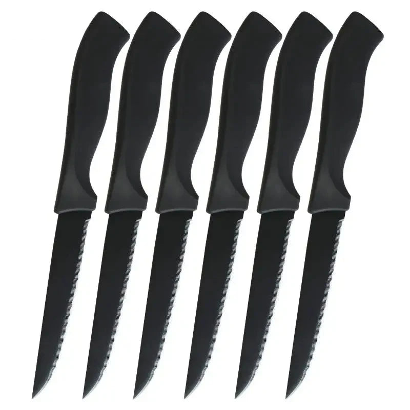 Professional kitchen knife 4/6/8-piece steak knife set black matte household stainless steel steak knife kitchen accessory tools