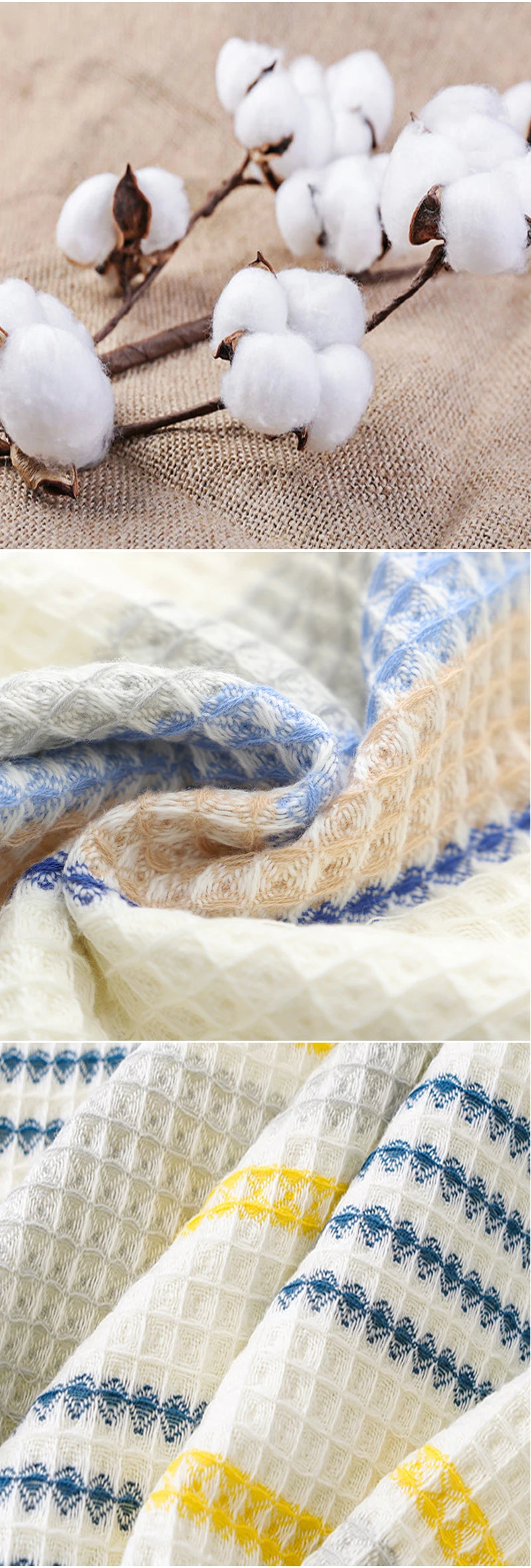 70x140cm Thickened 100%Cotton BathTowel Premium Striped Waffle Towel AdultKids Home super-Soft absorbent Not shedding hair Towel